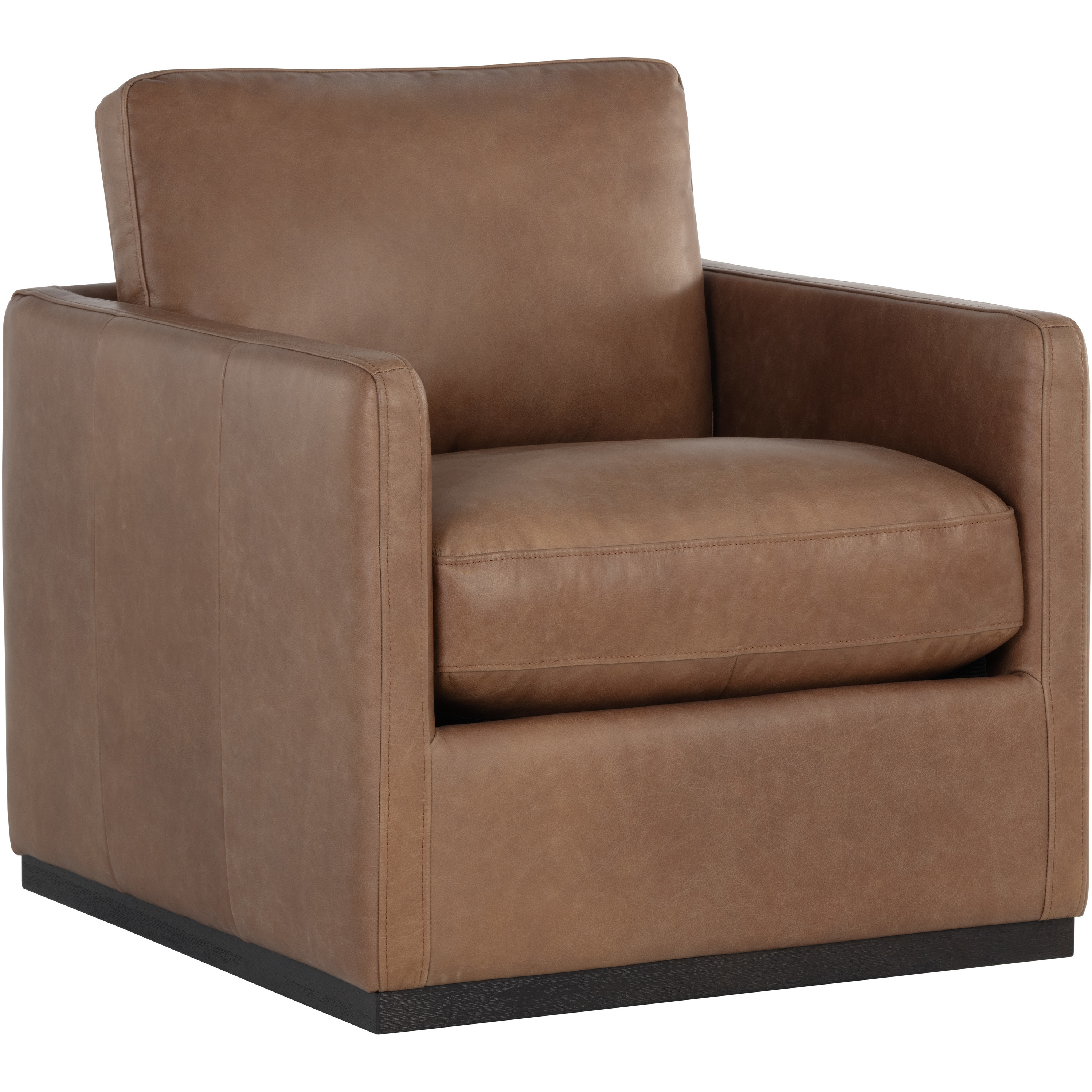 Portman Marseille Camel Leather Swivel Lounge Chair